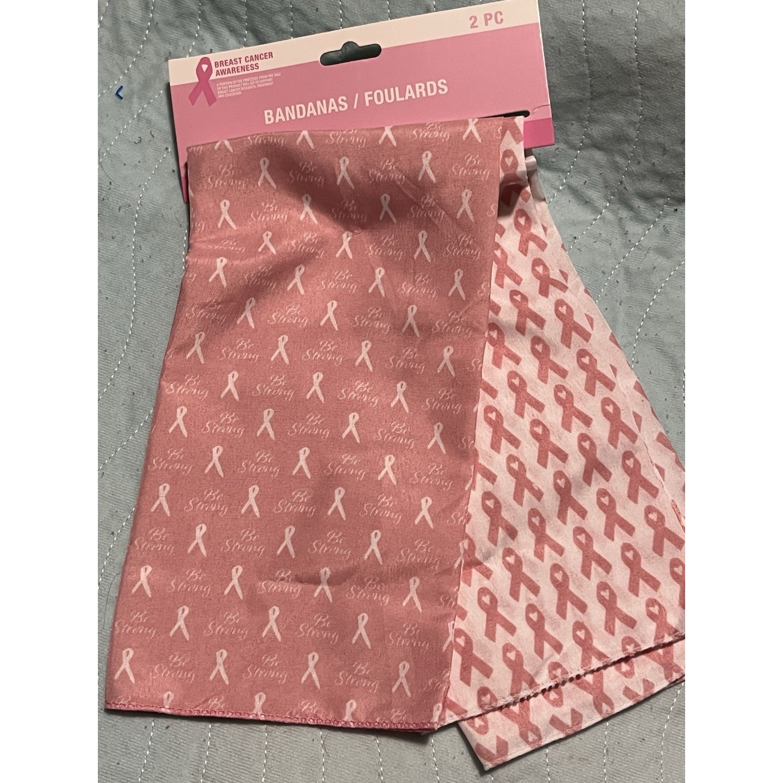 Pink Ribbons Breast Cancer Awareness Design Bandana Handkerchief Head Wrap Set/2